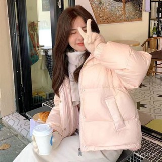 羽絨外套 2024羽絨服女短版冬季新韓版寬鬆加厚小個子白鴨絨麵包服立領外套 防寒 保暖羽絨服 白鴨絨外套女生1122 0