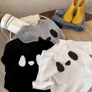 Yi JiA寶貝屋100%純棉兒童白T恤新款洋氣卡通熊貓外穿上衣中小童寶寶百搭打底