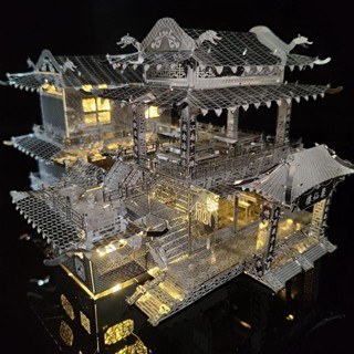 ✨免運折扣 聚仙樓客棧 3D立體金屬拼圖 DIY手工製作 益智拼裝模型 玩具小擺件 金屬拼圖 立體拼圖