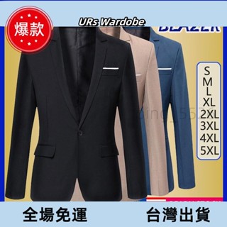臺出免運🔥[S-5XL] 男士西裝外套正裝商務外套夾克韓版黑色西裝修身婚禮燕尾服 Sut lelaki 加大碼🔥