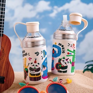 🔥 熊貓保溫杯316不銹鋼女便攜帶提手水杯新款喝水隨手杯子 大容量環保杯可愛隨行杯男女學生便攜杯子節日禮物