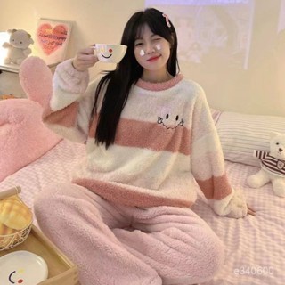 臺灣出貨 新款秋冬法蘭絨睡衣女 巨保暖珊瑚絨睡衣 大尺碼居家服 女生睡衣 冬天睡衣 長袖睡衣 女居家睡衣 家居服 女睡衣