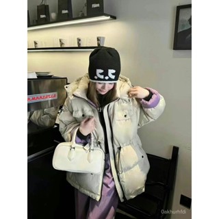 保暖外套 韓版 撞色白鴨絨羽絨服女中長版2024冬季時尚收腰顯瘦工裝白鴨絨外套潮 羽絨外套連帽1129 TGVY