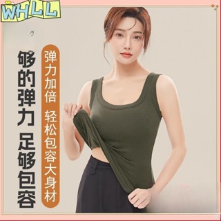 《限時特賣》免穿文胸 內衣女 加絨打底背心 200斤胖MM 帶胸墊 加厚刷毛秋衣 冬季大尺碼保暖背心WHLL