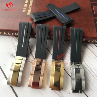 矽膠手錶帶 代用勞力士rubber b潛水者GMT迪通拿黑綠水鬼橡膠20mm