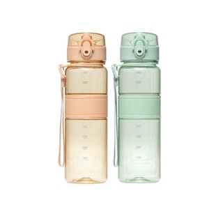 LocknLock 樂扣樂扣 Tritan彈蓋提帶水壺500ml 奶茶色 淡莫綠 矽膠腰環瓶身中央【金玉堂文具】