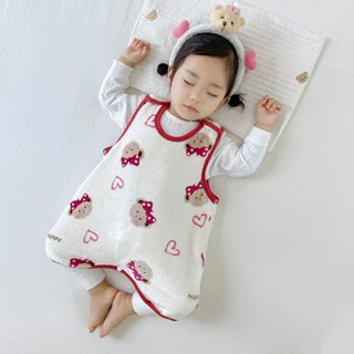 Mini baby🌷 兒童寶寶無袖法蘭絨睡袋防踢保暖家居服護肚睡衣秋冬背心