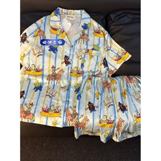 池家★卡通玩具總動員條紋網紅可愛睡衣女夏天家居服2024新款短袖褲套裝 學生 辦公 送禮 爆款