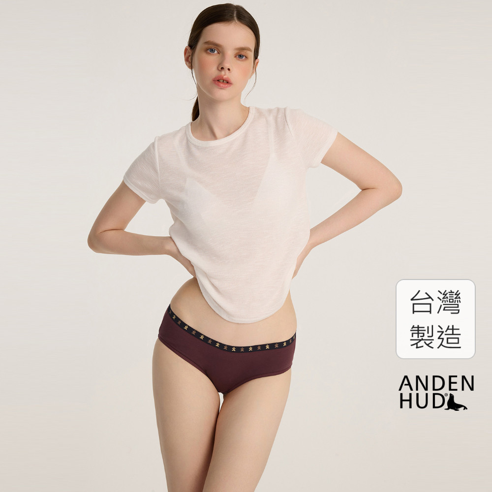 【Anden Hud】抗菌系列．緊帶中腰三角內褲(石板褐-薑餅人緊帶) 純棉台灣製