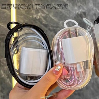 【Hao鉆居家時尚賣場】透明數據線收納包便攜手機充電器收納盒外出隨身理線器旅行放包包充電線耳機保護套神器多用途便攜小包