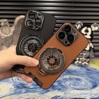 【臺灣發貨】適用蘋果15promax解壓陀螺支架手機殻星光藝術素皮多功能防摔殻 WB2M
