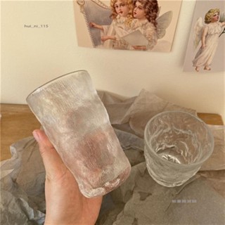 解憂🍋ins冰川紋玻璃杯 家用高顏值水杯 簡約北歐風水杯女 珍奶果汁杯 無印風咖啡杯啤酒杯早餐牛奶杯