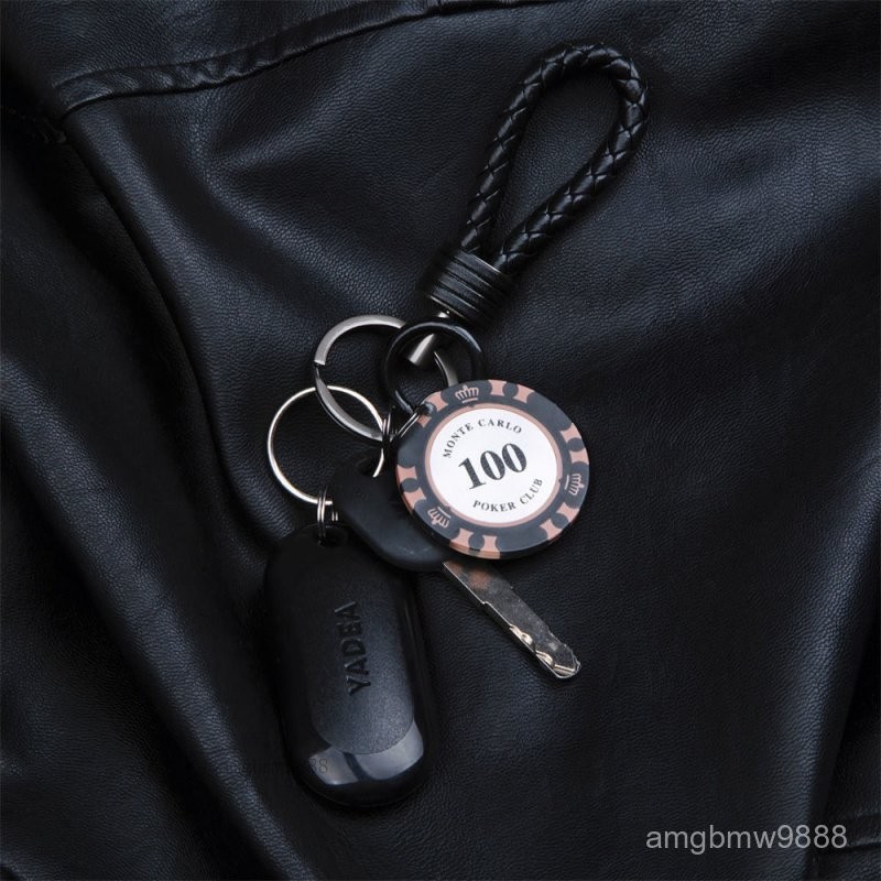 籌碼鑰匙圈籌碼好運編織汽車鑰匙扣掛件鏈書包掛飾背包情侶高級感男女個性潮造型鑰匙圈金屬鑰匙圈卡鉗鑰匙圈鑰匙圈環情侶鑰匙圈