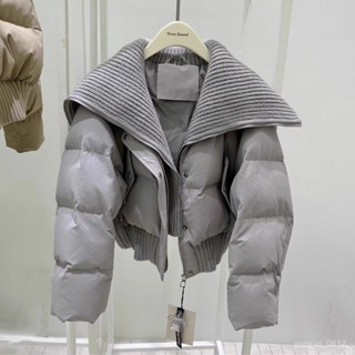冬新款羊羔毛大翻領羽絨棉服 女生外套 高階設計感 小短款麵包服 外套 潮品 保暖外套 冬季春季 天冷保暖外套