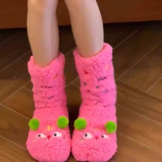 🎀【蝦皮精選】🎀冬季毛絨絨保暖女襪子中筒可愛韓係冬季加厚加絨居家地闆睡眠長襪