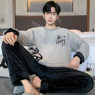 熱銷中🎉3316#L-3XL法蘭絨加厚睡衣珊瑚絨保暖家居服睡衣套裝男士青少年567