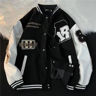 臺灣出貨新款美式棒球服港風嘻哈休閒男女春秋潮牌大碼寬鬆機車夾剋外套男外套 秋冬外套 防風外套 夾剋服