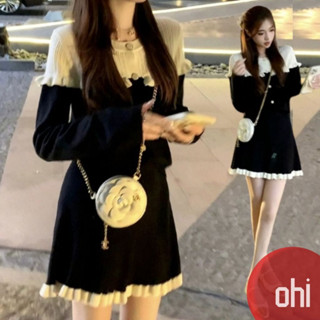 【ohi】小香風黑色連衣裙 連身裙 短裙 法式氣質絕美穿搭 高階感連身短裙 洋裝 套裝 女裝 裙裝 GKU2841