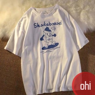 【ohi】純棉字母印花 短袖T恤 夏季新款 簡約風 女生衣著 寬鬆T恤 女短T短袖上衣 (GYK308)