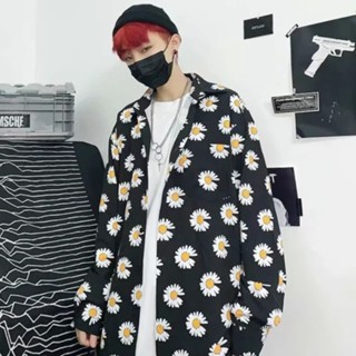 韓版潮牌小雛菊襯衫男女情侶春裝寬鬆港風復古花襯衫防曬衣長袖上衣(M9510)【FIZZE】