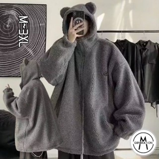 【M世代】羊羔絨男外套 立體耳朵 毛絨外套 韓版上衣 情侶外套 連帽開衫 運動休閒潮牌外套 棉服棉衣 BCbQ5109