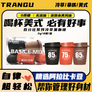 【限時特價】 黑咖啡 速溶咖啡 TRANGU速溶咖啡生椰拿鐵美式黑咖啡0蔗糖減低脂肥濃縮膠囊咖啡粉