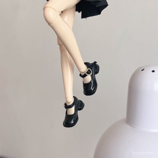 日常免運【blythe小布娃娃衣服】小布Blythe睹爾厚底瑪麗珍 ob24麗佳芭比娃鞋英倫黑色jk複古皮鞋 0TAJ