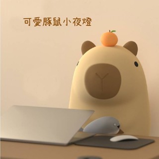 🌟熱賣新款🎇可愛水豚小夜燈💓卡皮巴拉小夜燈 豚鼠矽膠捏捏燈 USB氛圍燈 可愛LED小夜燈 伴睡燈 拍拍燈 捏捏燈