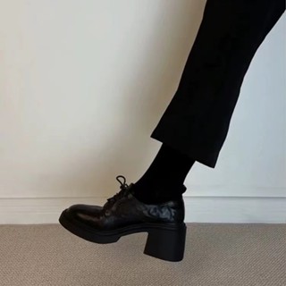 貴氣時尚 樂福鞋 牛津鞋 牛皮 真皮 JK 氣質 ins 增高 英倫風 複古 厚底百搭增高圓頭 係帶 粗跟 氣質 高跟鞋