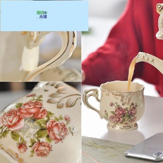 咖啡壺歐式玫瑰咖啡杯 玫瑰花咖啡杯 下午茶杯 歐式咖啡杯 奶茶杯 送禮花茶杯 英式紅茶杯 杯 復古英式咖啡杯