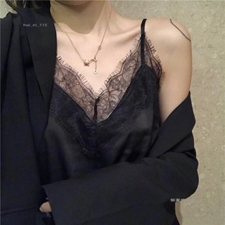 解憂🧡雪紡吊帶 背心 小可愛 打底衫買一送一黑色吊帶女chic寬鬆顯瘦V領蕾絲吊帶背心打底衫夏