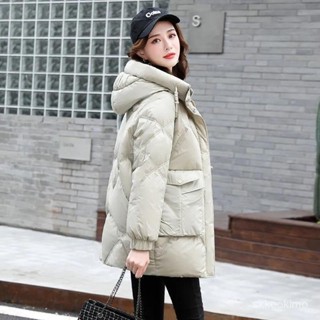 秦衣館 女裝 韓係 百搭 潮流 羽絨棉衣女中長款2024新款棉服韓版加厚大碼時尚百搭棉襖保暖外套 1BMA