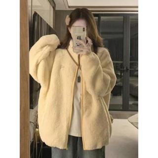 see 外套女 保暖外套 加絨加厚外套 女生上衣 RPIN日系奶fufu羊羔絨外套女小個子秋冬立領保暖羊羔毛休閑夾克潮