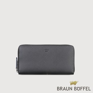 【BRAUN BUFFEL】洛菲諾P-II 12卡拉鍊長夾-黑色(德國小金牛台灣總代理)/BF347-602-BK