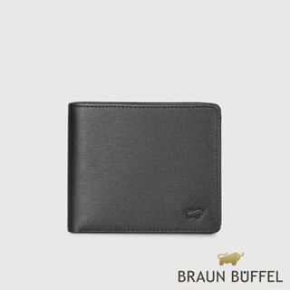 【BRAUN BUFFEL 德國小金牛】臺灣總代理 羅格-A 4卡零錢袋皮夾-黑色/BF538-315-BK