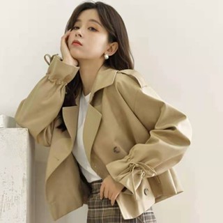 短款風衣女 小個子外套 新款韓版寬鬆顯瘦外套 百搭爆款外套 夾克外套 短外套 薄外套 風衣外套 時尚女裝 西裝風衣