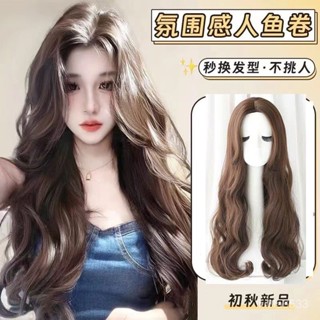 捲髮女長捲髮法式慵懶捲大波浪髮型中分八字劉海日常整頂造型 假頭髮 男生假髮女生假髮lolita假髮 cosplay假髮