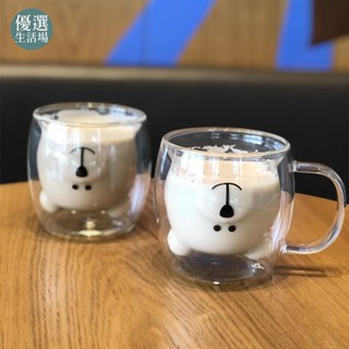 桃園出貨***250ml 韓國ins博主同款可愛小熊雙層耐熱玻璃杯 咖啡杯 拿鐵牛奶杯 小熊杯 馬克杯 杯子 麥片杯