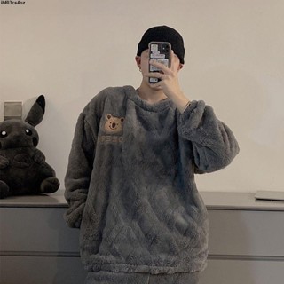 法蘭絨加厚男士睡衣💞💓熱銷男士珊瑚絨套頭睡衣秋冬季加厚加絨長袖法蘭絨帥氣家居服套裝冬天