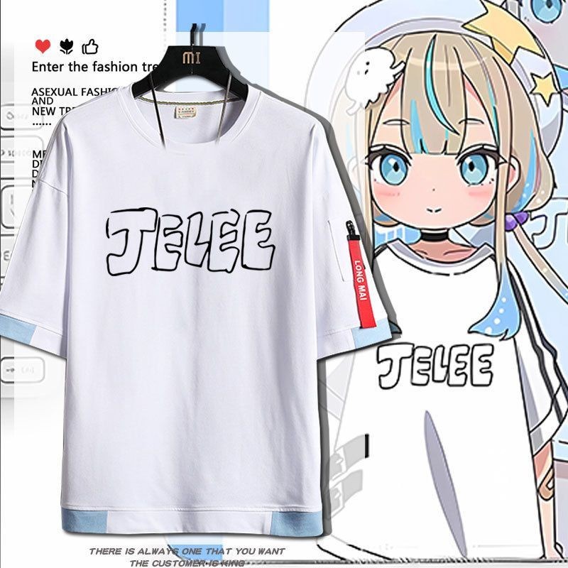 夜晚的水母不會游泳周邊JELLE醬 山之內花音同款cos假兩件短袖T恤