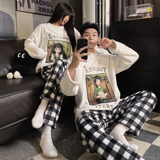 情侶睡衣秋冬秋冬季加厚珊瑚韓版卡通男女士保暖法蘭絨家居服套裝Jsna皇后