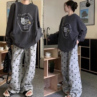 💗舒適親膚💗少女睡衣💗網紅風保暖德絨HelloKitty睡衣女春春季新款長袖家居服可外出套裝
