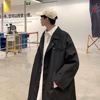 風衣男中長款春秋季韓版潮流ins港風設計感夾剋寬鬆休閒大衣外套
