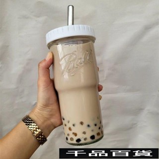 大容量梅森杯 750ml 大吸管梅森瓶 不鏽鋼吸管杯 美式玻璃梅森杯 果汁杯 燕麥杯
