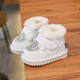 新款優惠 兒童雪地靴 加絨靴 冬季女童棉鞋1-2嵗寶寶雪地靴皮毛一體加絨加厚防滑軟底學步鞋子 保暖棉鞋