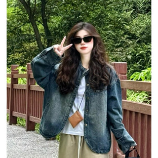 〖ZMX〗復古牛仔外套女春秋2024新款小個子立領短版夾克設計感小眾牛仔衣