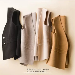 【免運】背心馬甲 韓版毛呢馬甲女短版外套2025春秋季新款短版緊身背心無袖毛呢馬夾外搭 吊帶背心 牛仔外套 小可愛背心