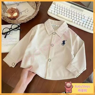 【BabySteps】兒童春秋襯衣［80-160cm］兒童襯衫男童襯衫男童帥氣刺繡燈芯絨襯衫兒童韓版休閒童裝上衣