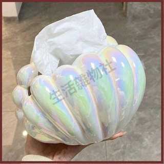 🛒生活雜物社 ins少女貝殼珍珠紙巾盒 擺件 紙巾盒可愛 紙巾收納盒 桌面面紙盒 面紙盒 造型 擦手紙盒 高階面紙盒