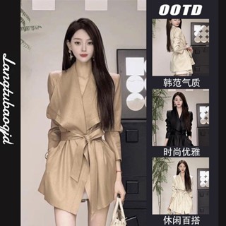 WeiWei微韓女裝 女裝綁帶西裝外套 韓版簡約 女生風衣 收腰修身女生大衣 女生綁帶風衣 輕奢風衣 寬鬆顯瘦 長袖西服